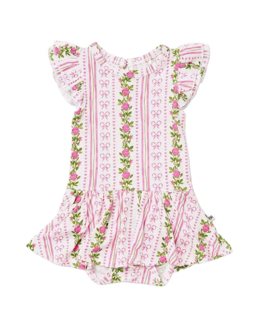 Bowquet of Roses Cap Sleeve Ruffle Dress by Bums & Roses