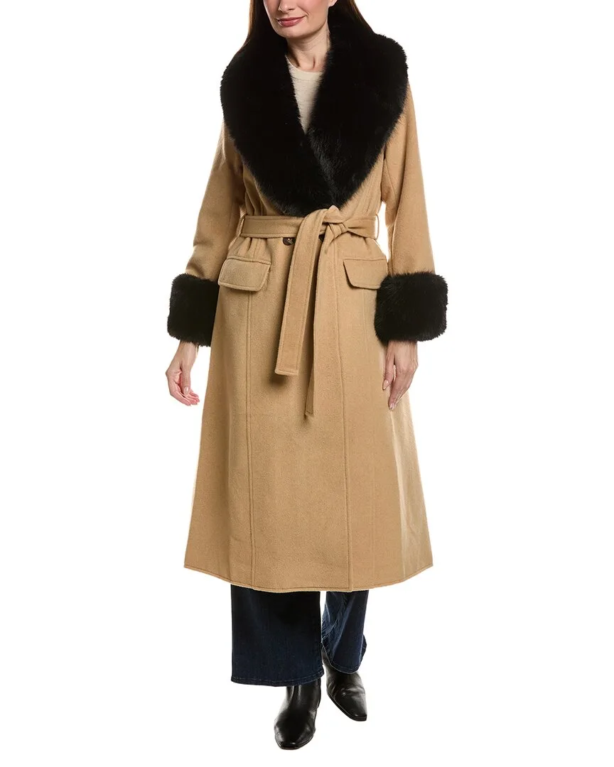 Trim Trench Wool-Blend Long Coat by Pascale La Mode