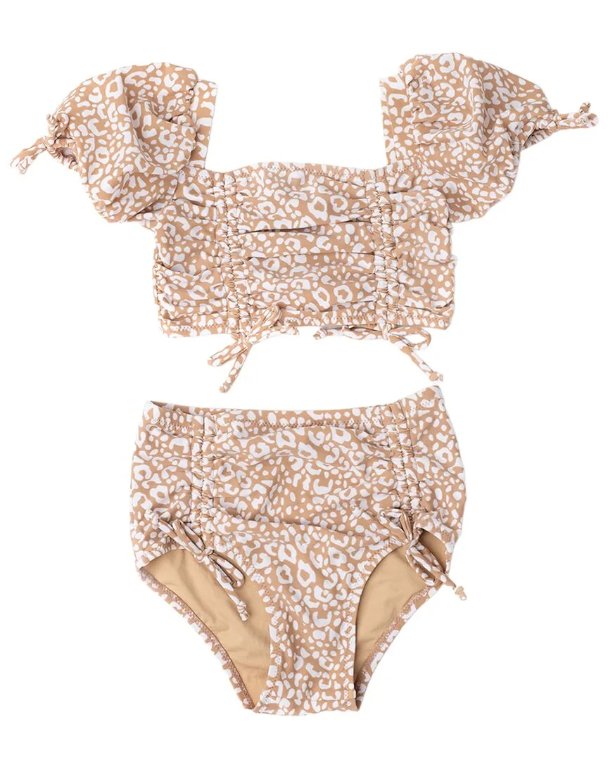 Ditsy Leopard Cinched High Waist Swimsuit by Shade Critters