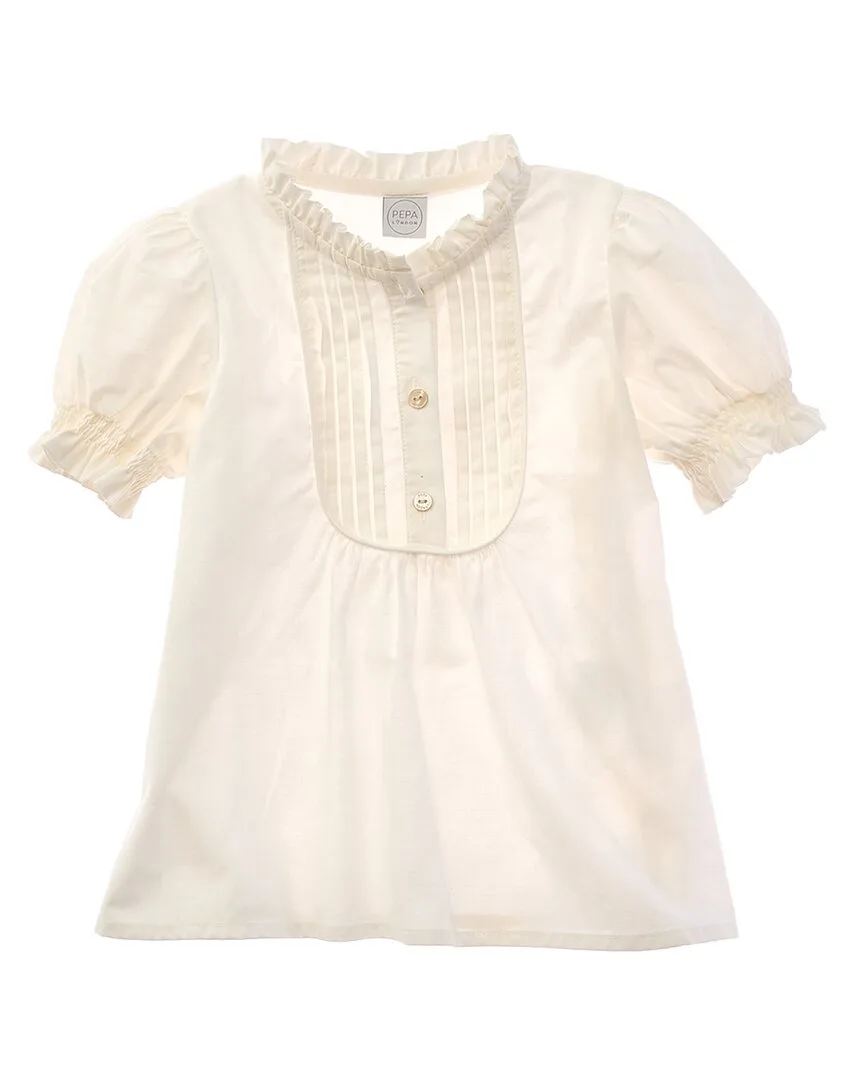 Frilly Neck Pleated Blouse by Pepa London