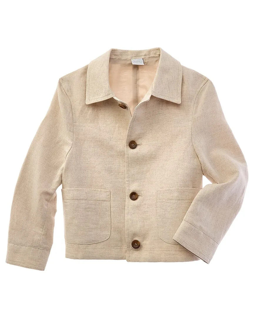 Polo Collar Button Down Linen Jacket by Pepa London