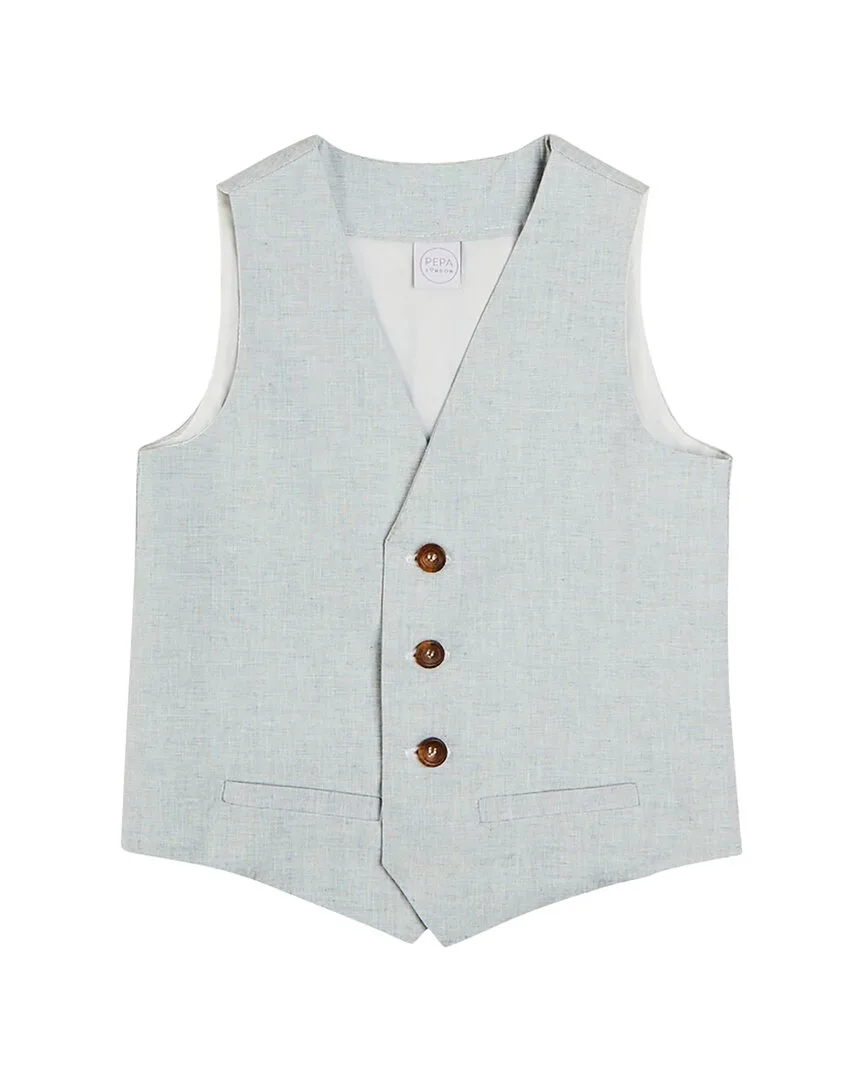 Plain Light Linen Vest by Pepa London
