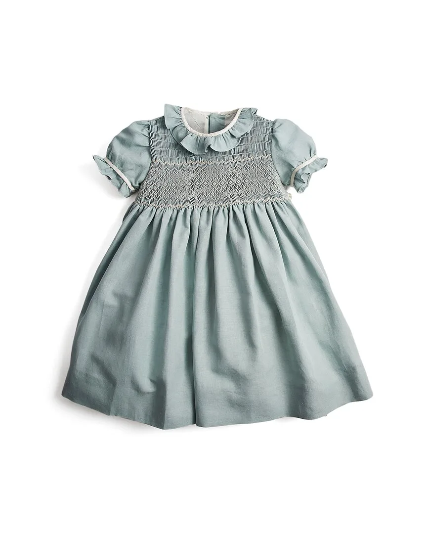 Hand Smocked Flower Girl Occasion Linen-Blend Dress by Pepa London