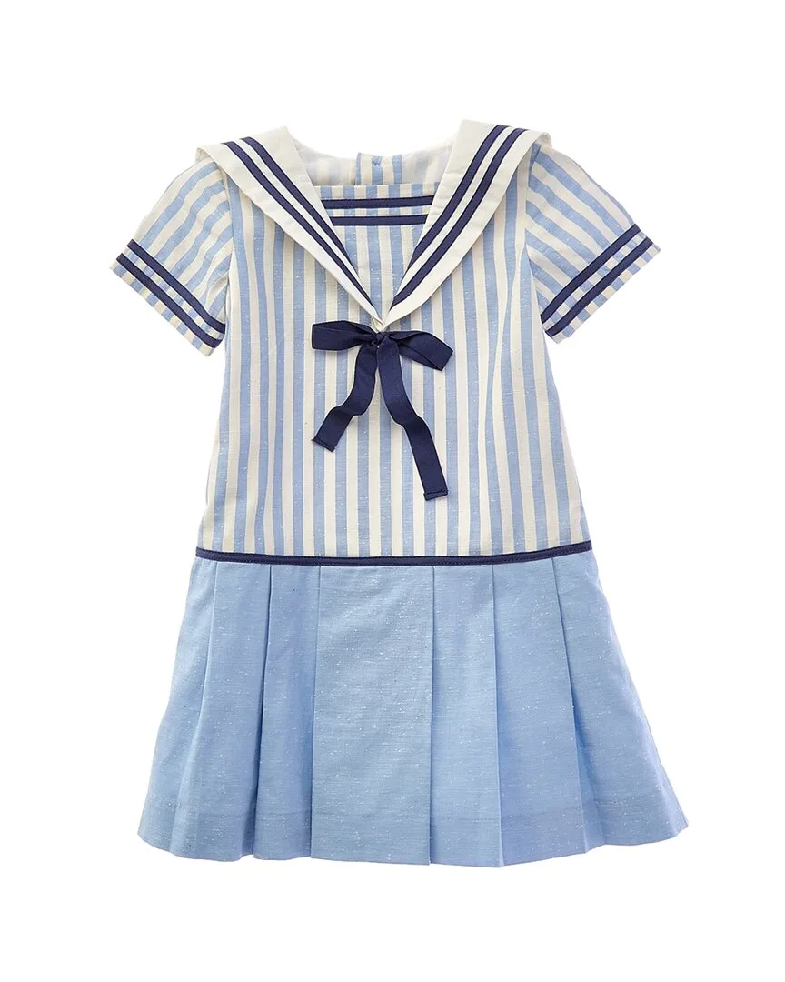 Nautical Striped Pleated Linen Dress by Pepa London