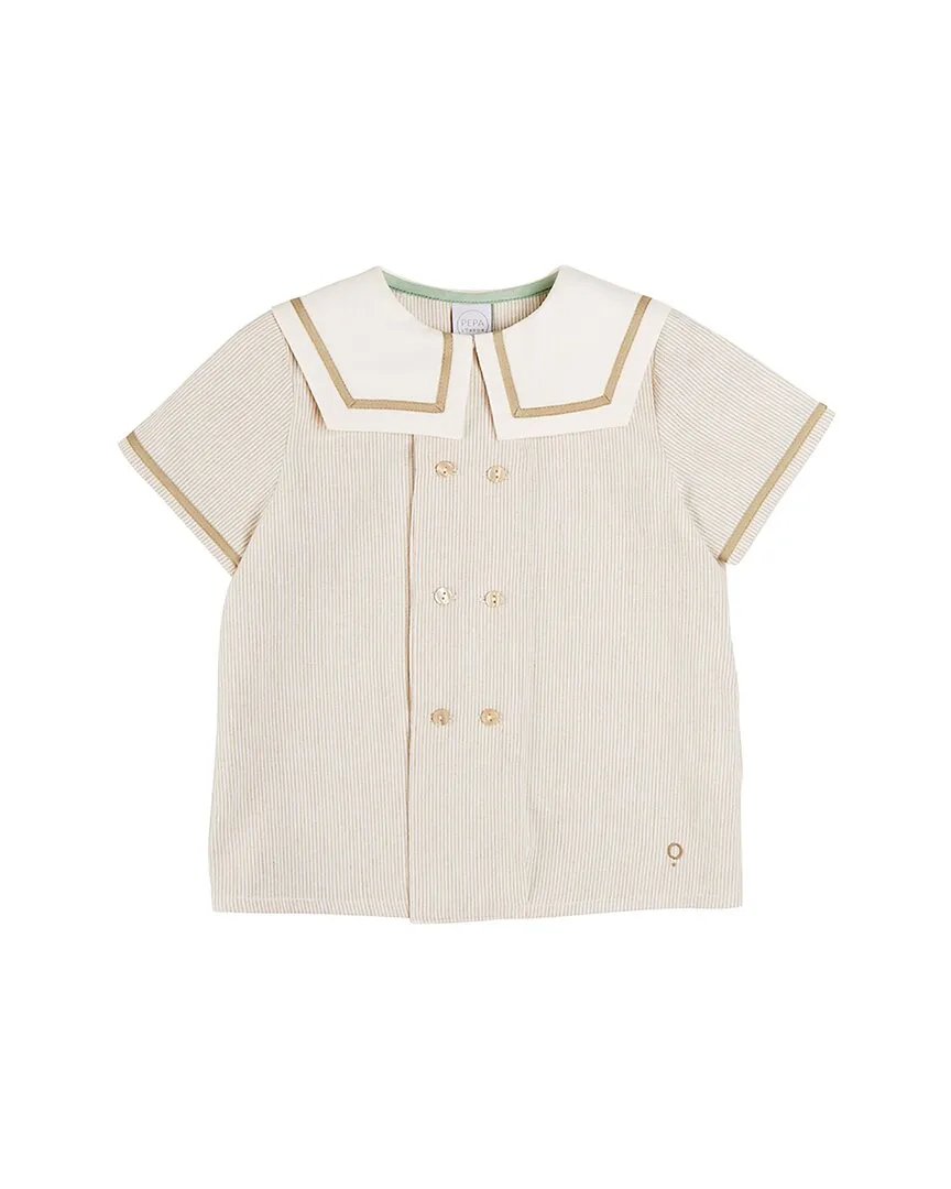 Striped Mariner Collar Short Top by Pepa London