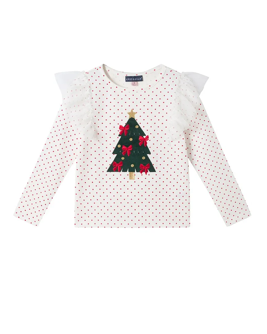 Christmas Tree Applique Tulle Ruffle Top by Andy & Evan