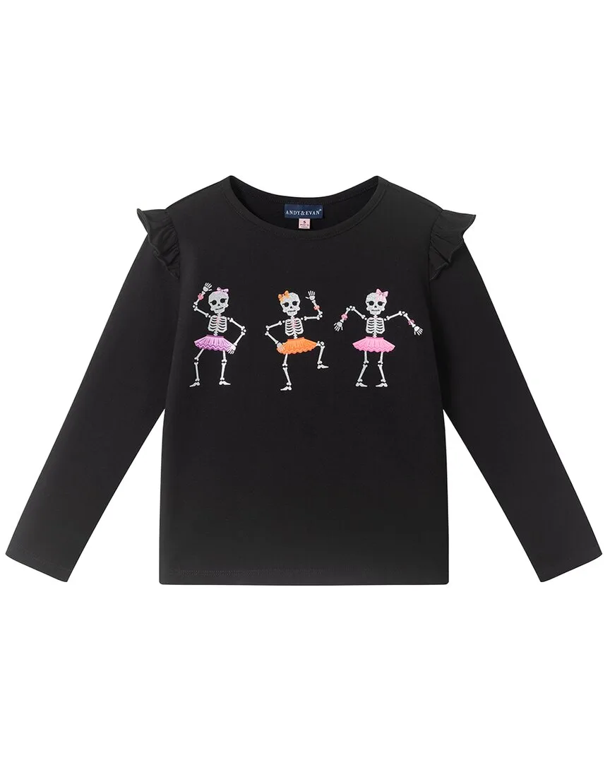 Glittery Dancing Skeletons Ruffle Top by Andy & Evan