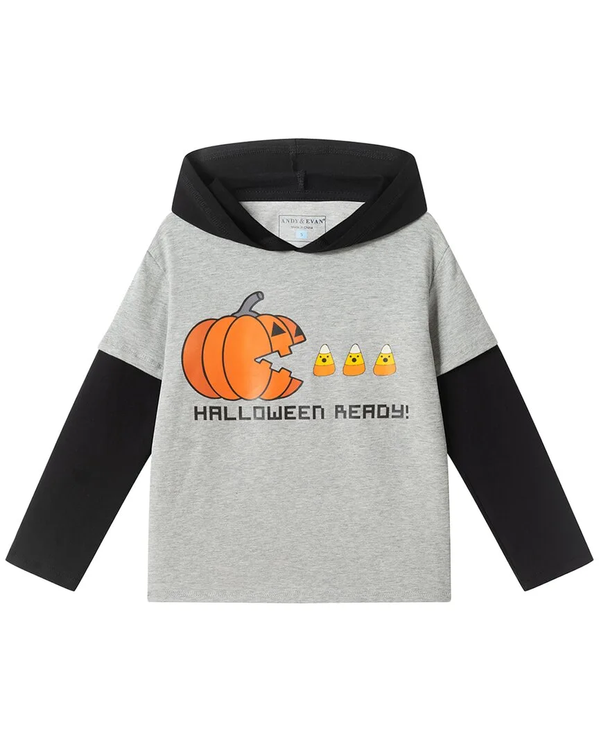 Candy Corn Pumpkin Applique Hooded T-Shirt by Andy & Evan