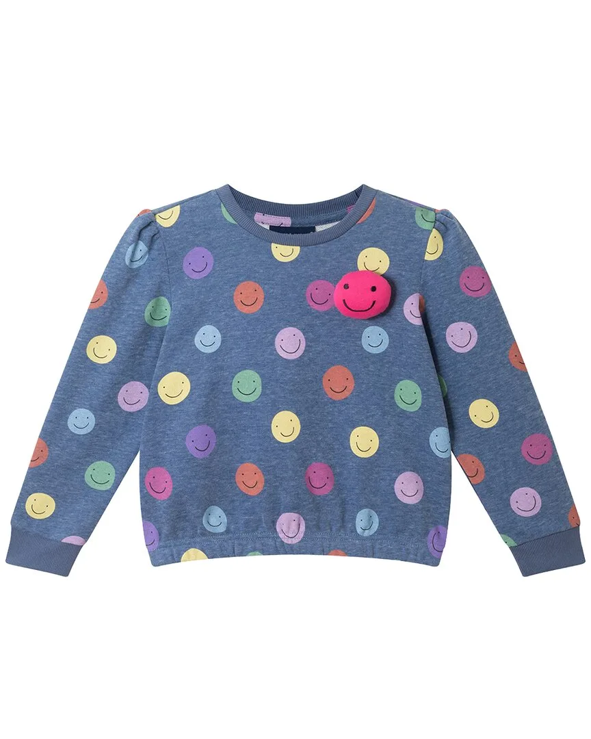 Smiley Printed Plush Applique Sweatshirt by Andy & Evan