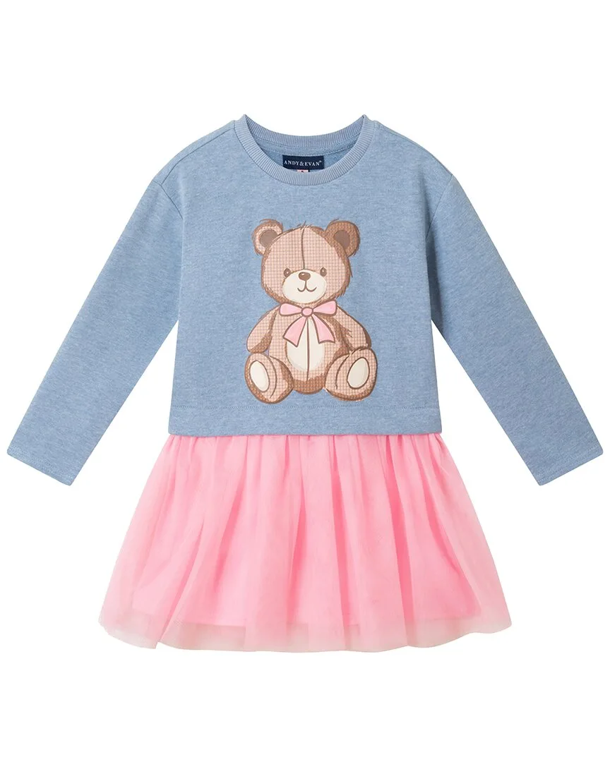 Bear Graphic Sweatshirt & Bubble Skirt Set by Andy & Evan