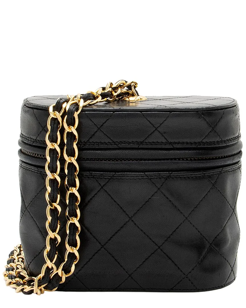 Black Lambskin Vintage Tassle Vanity Case with Chain (authentic Pre-Loved) by CHANEL
