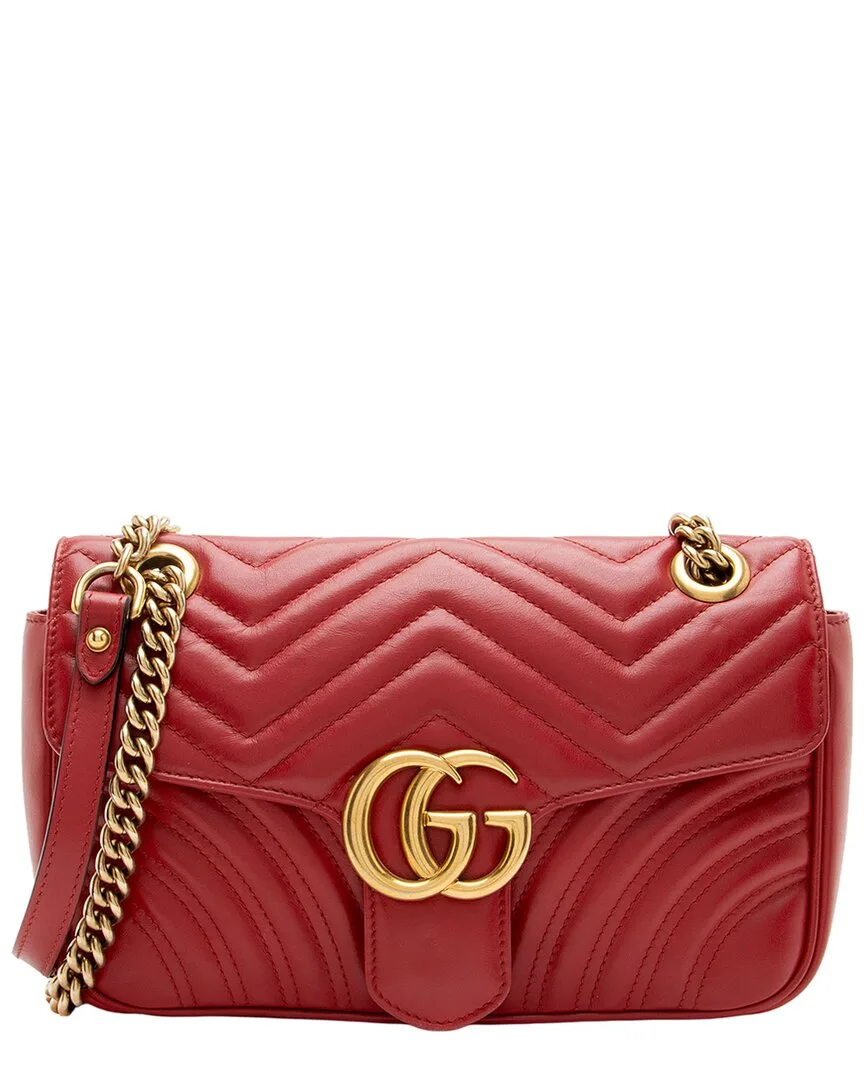 Red Matelass Leather Gg Marmont Medium Flap Bag (authentic Pre-Loved) by Gucci