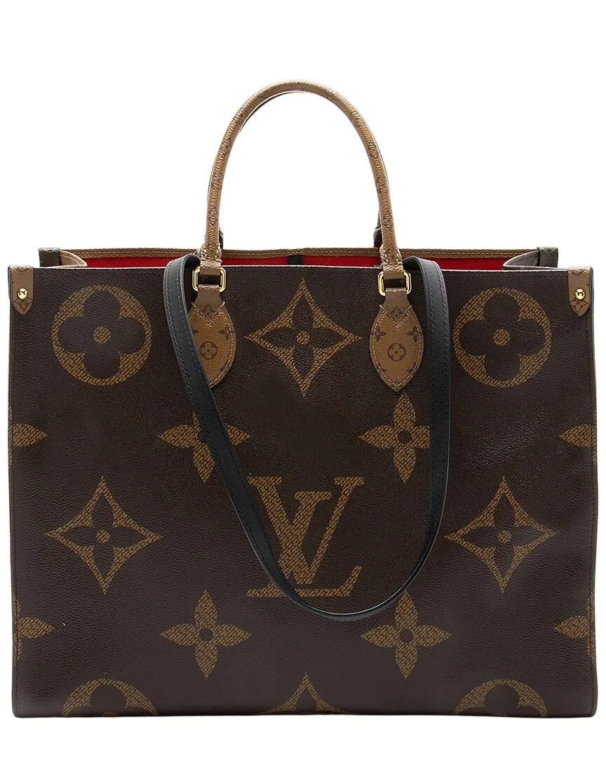 Brown Monogram Coated Canvas, Leather Onthego Gm Tote (authentic Pre-Loved) by Louis Vuitton