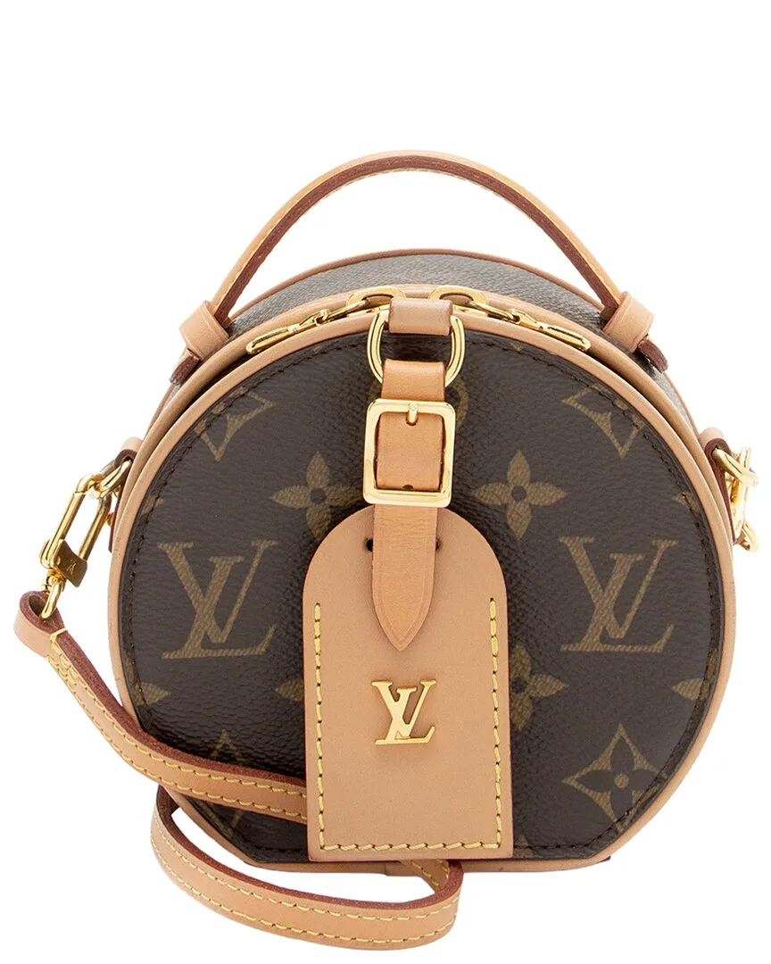 Brown Monogram Coated Canvas, Leather Boite Chapeau Mini Shoulder Bag (authentic Pre-Loved)