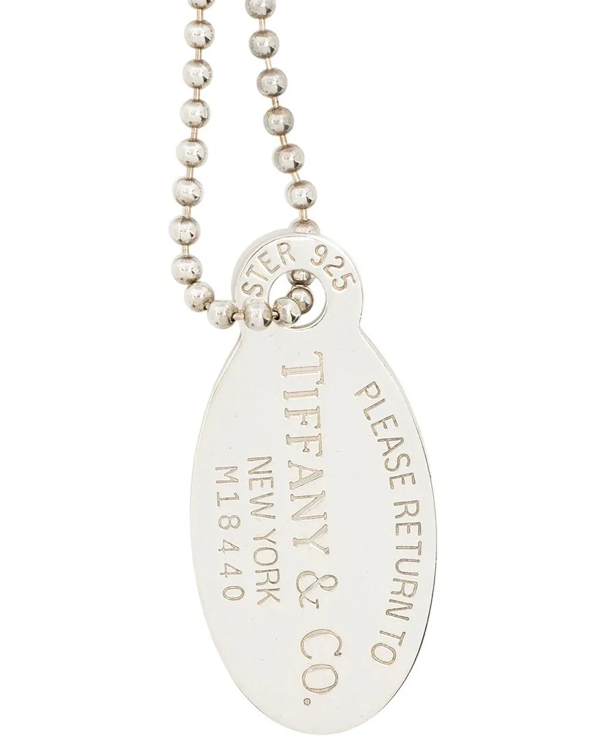 Silver Return to Tiffany Oval Tag Ball Necklace (authentic Pre-Loved) by Tiffany & Co.