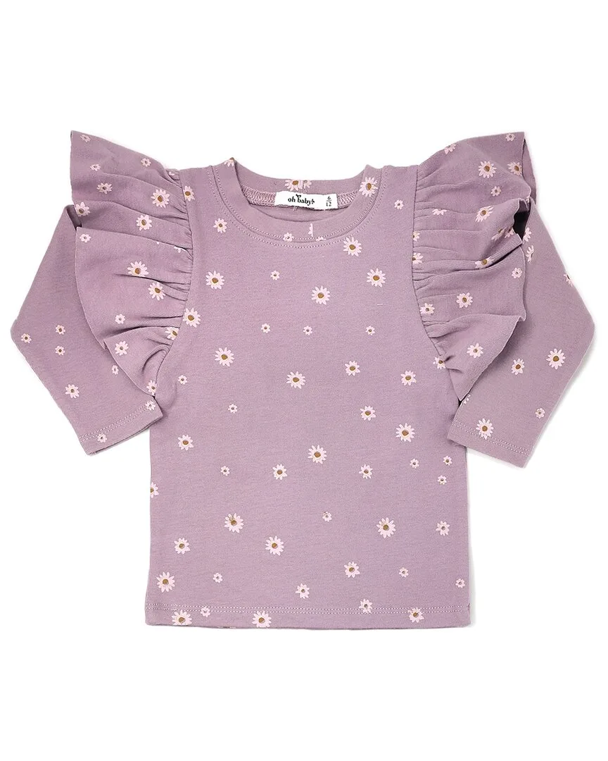 Daisies Butterfly Sleeve Tee by Oh Baby