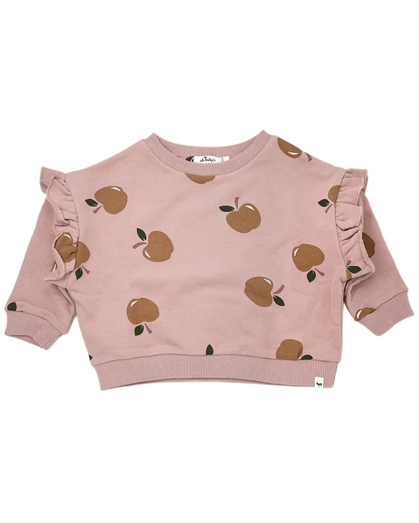 Rust Apples Print Millie Slouch Sweatshirt by Oh Baby