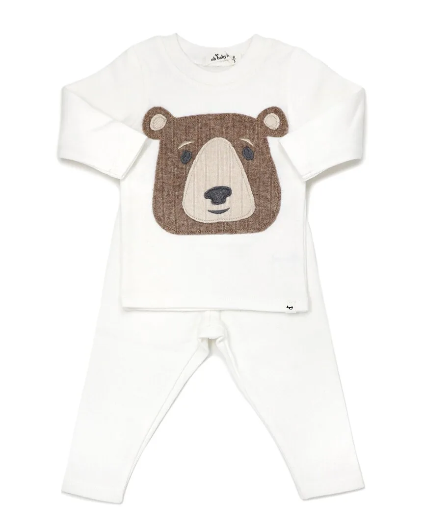 Teddy Face Applique 2Pc Set by Oh Baby