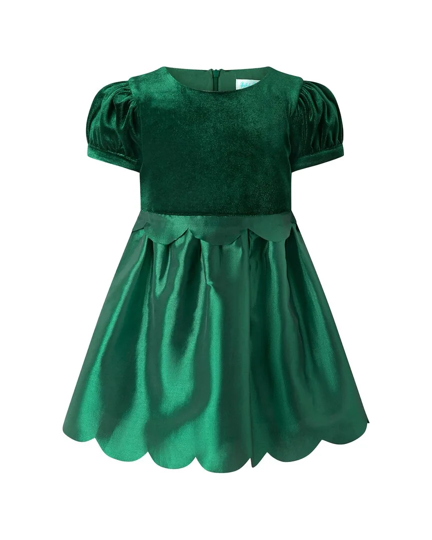 Green Taffeta Scalloped Dress by Rachel Riley
