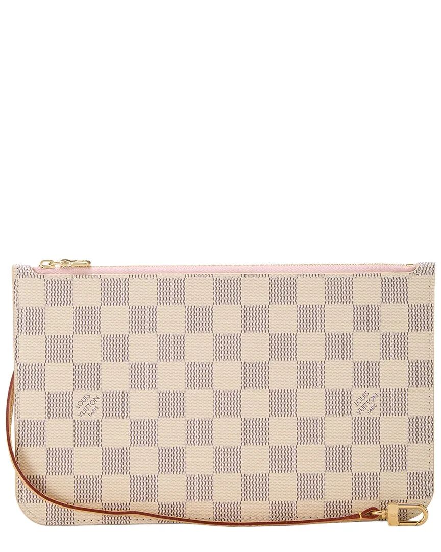 Pink Damier Azur Coated Canvas Neverfull Pouch mm (authentic Pre-Loved) by Louis Vuitton