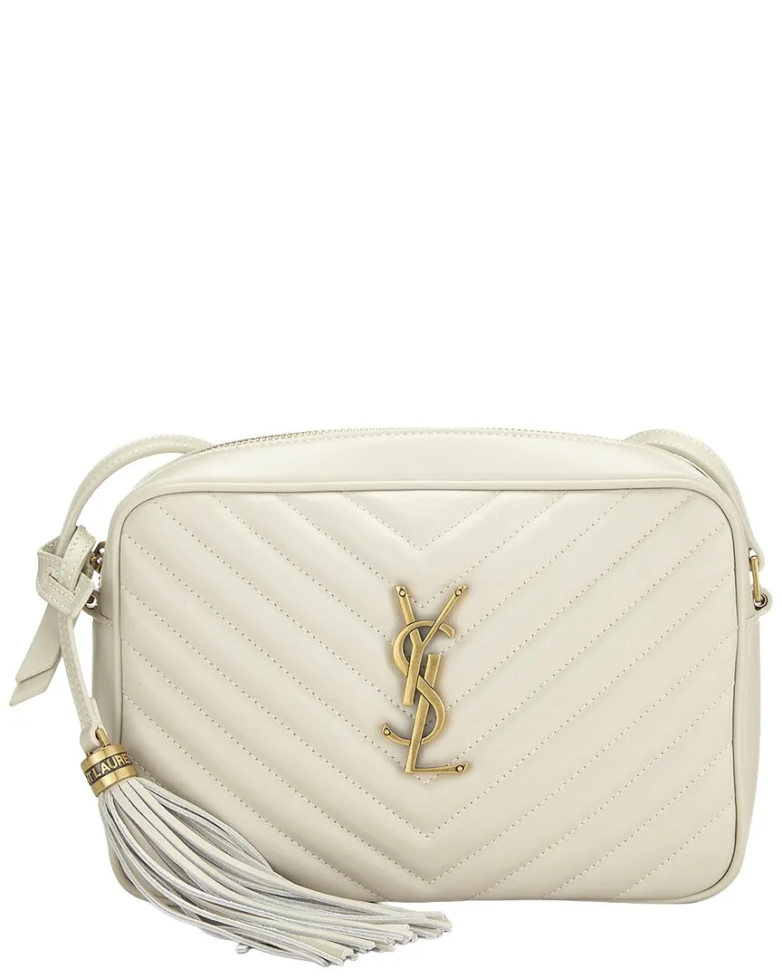 Saint Laurent White Calfskin Leather Lou Camera Bag (authentic Pre-Loved)