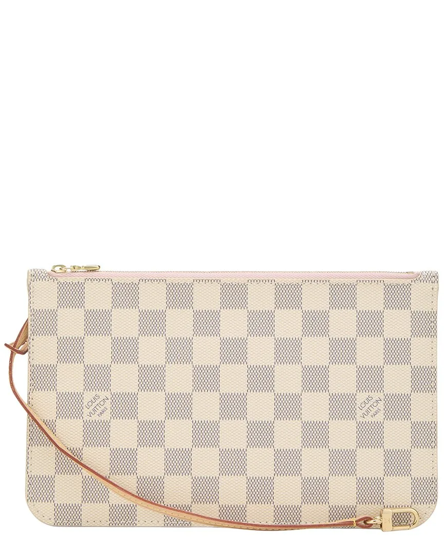 Pink Damier Azur Coated Canvas Neverfull Pouch mm Nm (authentic Pre-Loved) by Louis Vuitton