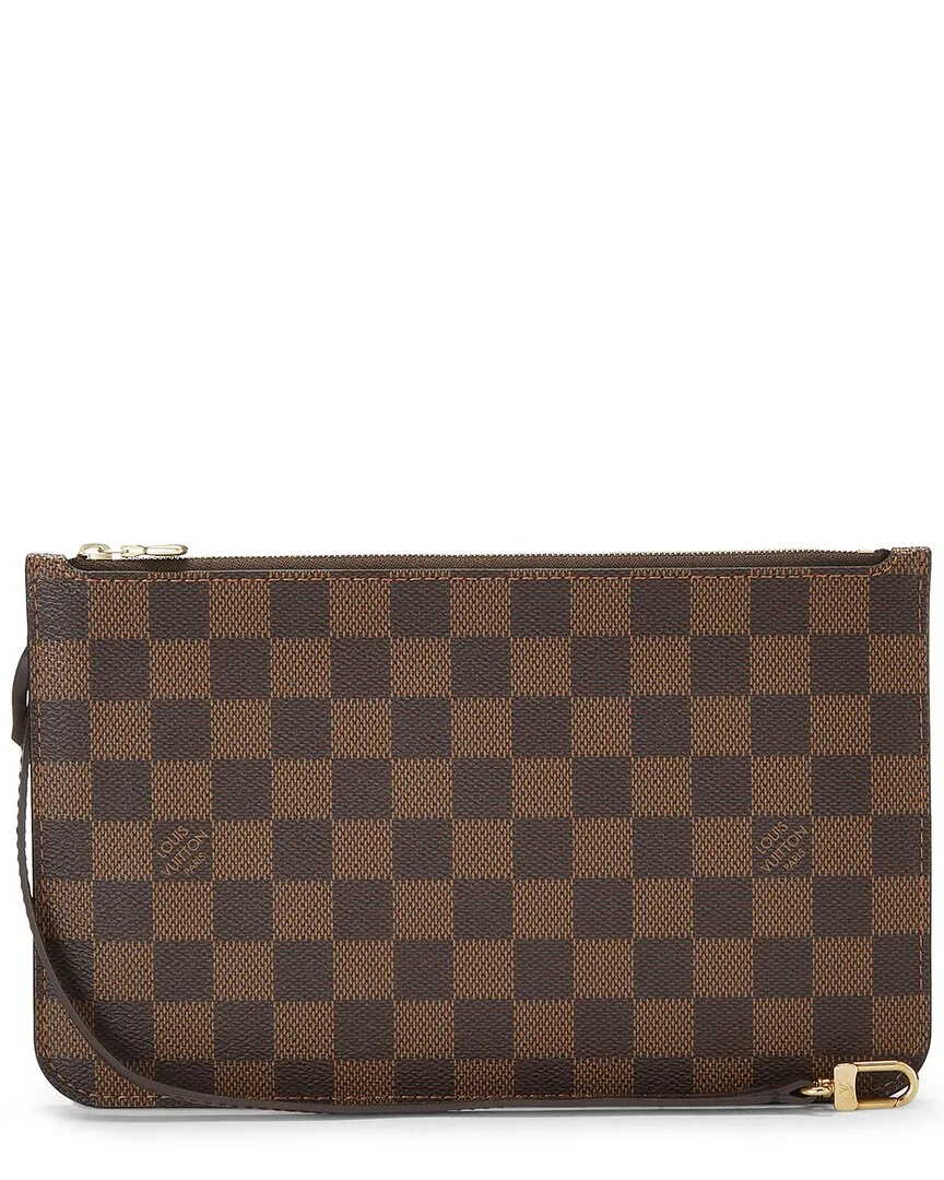 Brown Damier Ebene Coated Canvas Neverfull Pouch mm (authentic Pre-Loved) by Louis Vuitton