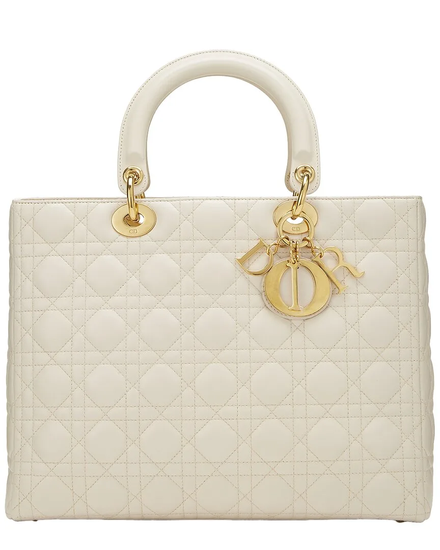 Dior White Lambskin Leather Lady Large (authentic Pre-Loved) by Louis Vuitton