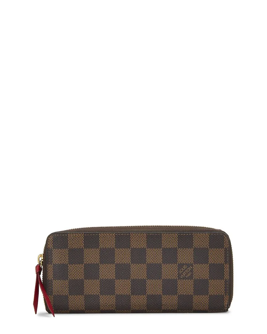 Red Damier Ebene Coated Canvas Clemence Wallet (authentic Pre-Loved)
