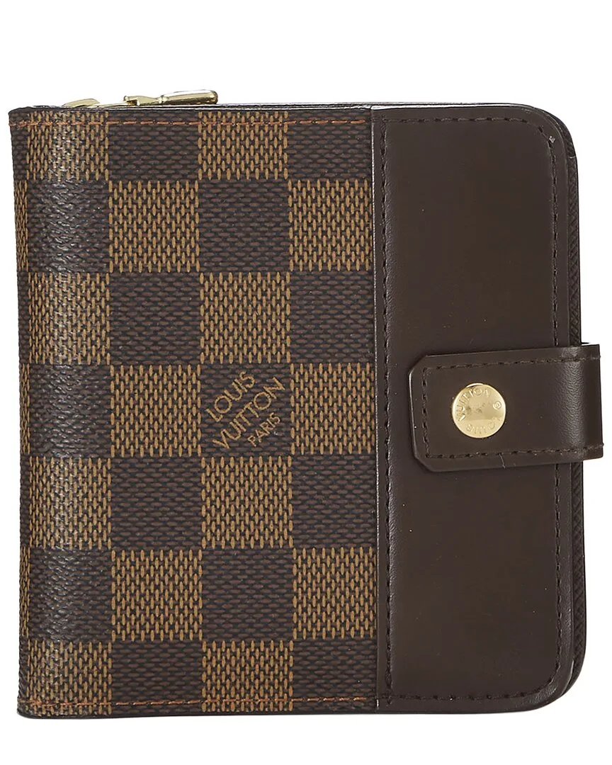 Brown Damier Ebene Coated Canvas Compact Zip Snap Wallet (authentic Pre-Loved) by Louis Vuitton