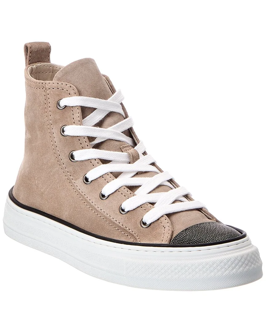 Suede High-Top Sneaker by Brunello Cucinelli