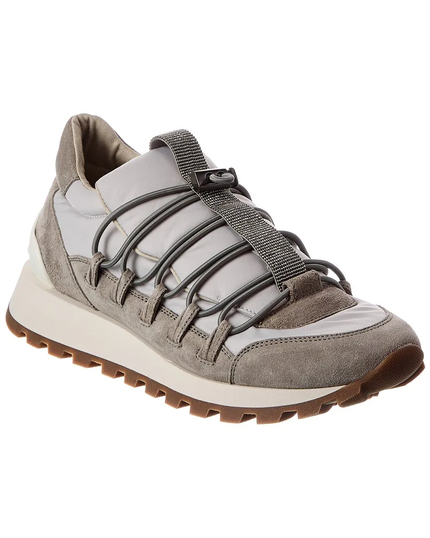 Canvas & Suede Sneaker by Brunello Cucinelli