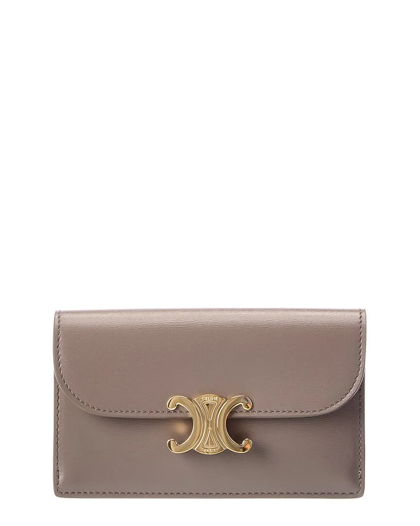Triomphe Long Leather Card Holder by Celine