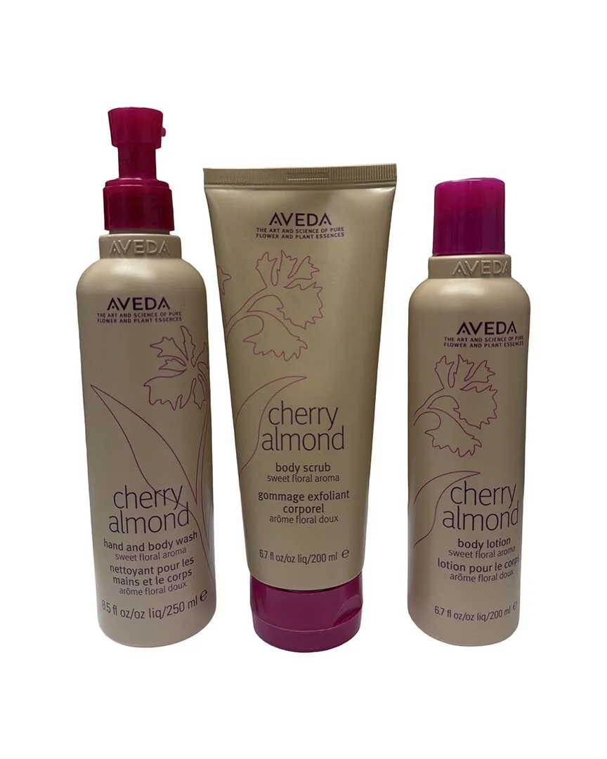 24Oz Cherry Almond Hand & Body Wash Body Scrub 3Pc Set by Aveda