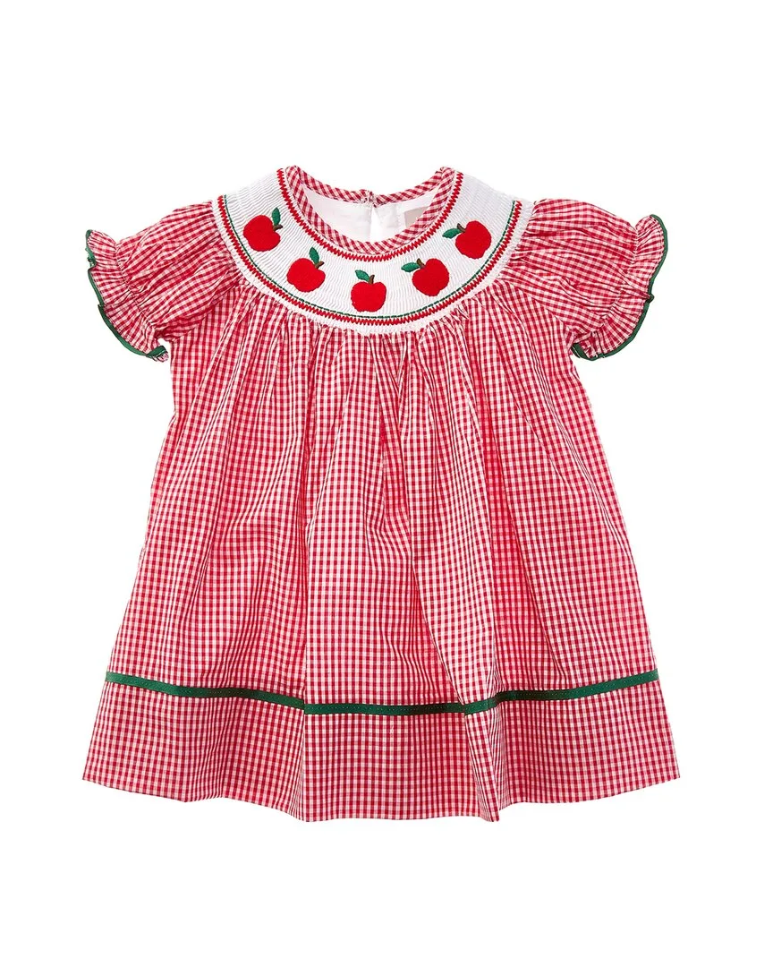 Gingham Apple Smocked Bishop Dress by Lil Cactus