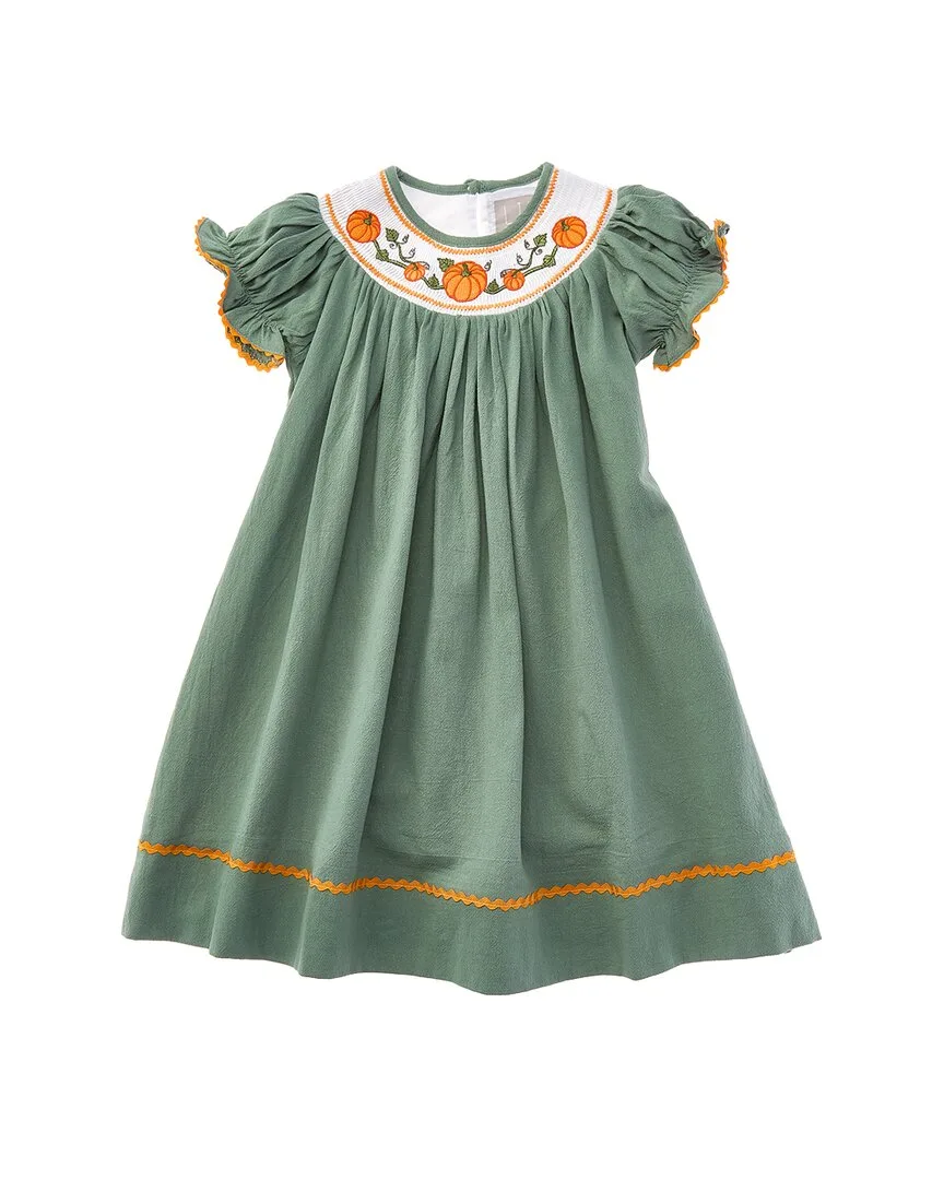 Pumpkin Smocked Bishop Dress by Lil Cactus
