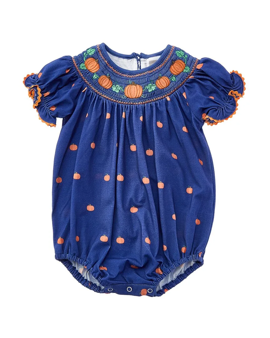 Pumpkin Print Knit Smocked Romper by Lil Cactus