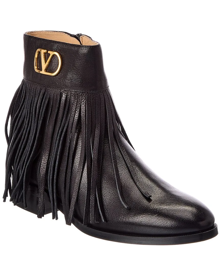 Vlogo Leather Bootie by Valentino