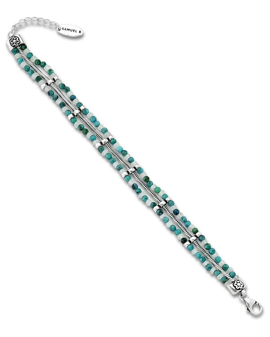 Silver Gemstone Bead Bracelet by Samuel B
