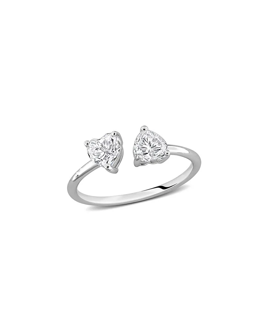 Silver 1.00 ct. tw. Created White Moissanite Toi Et Moi Ring