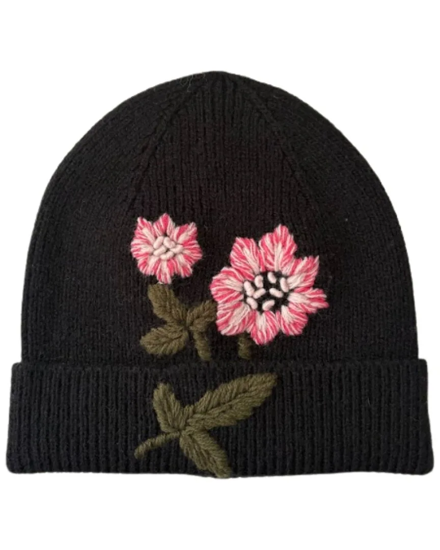 Embroidered Flower Beanie by Marcus Adler
