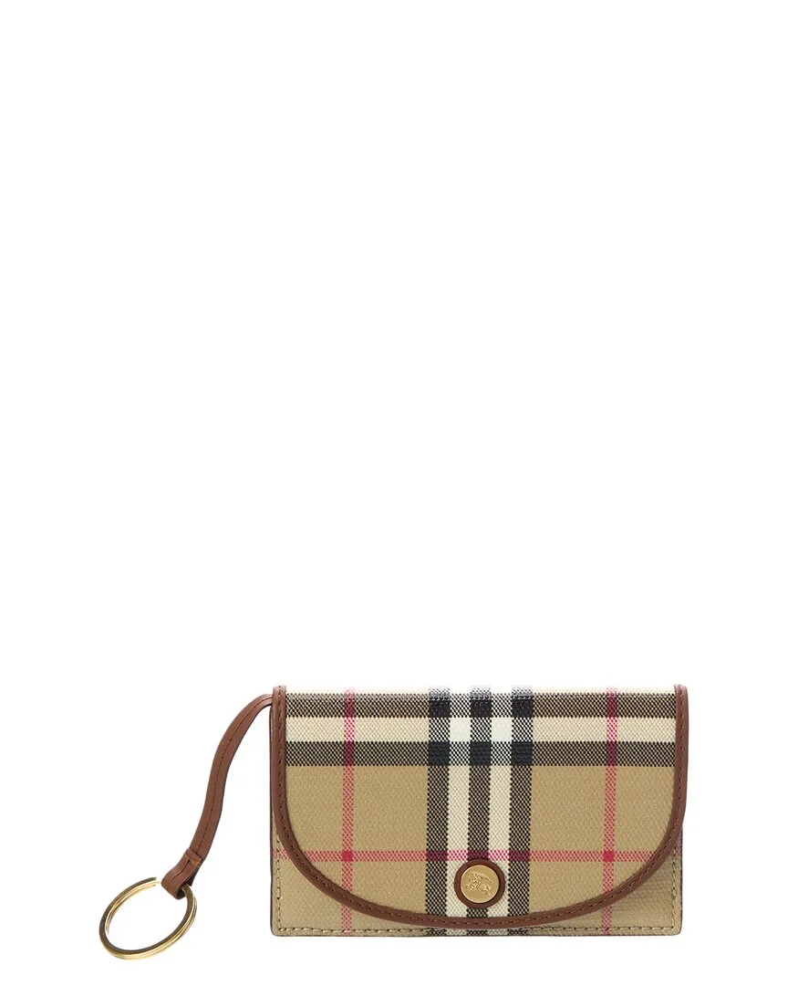 Check E-Canvas & Leather Card Case by Burberry