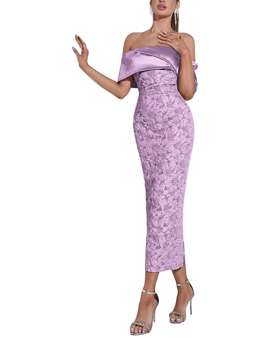 Embellished Off-Shoulder Midi Dress by Oloey