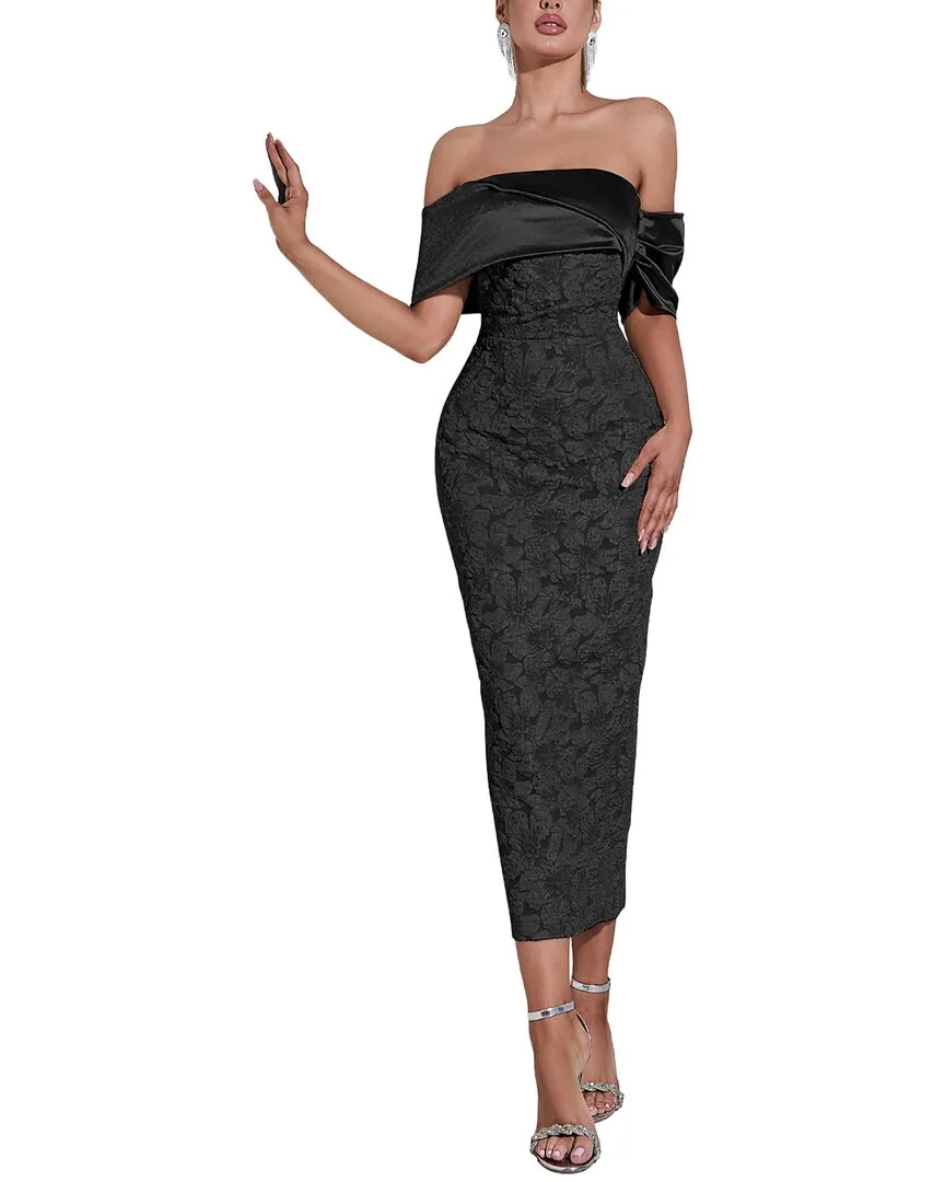 Embellished Off-Shoulder Midi Dress