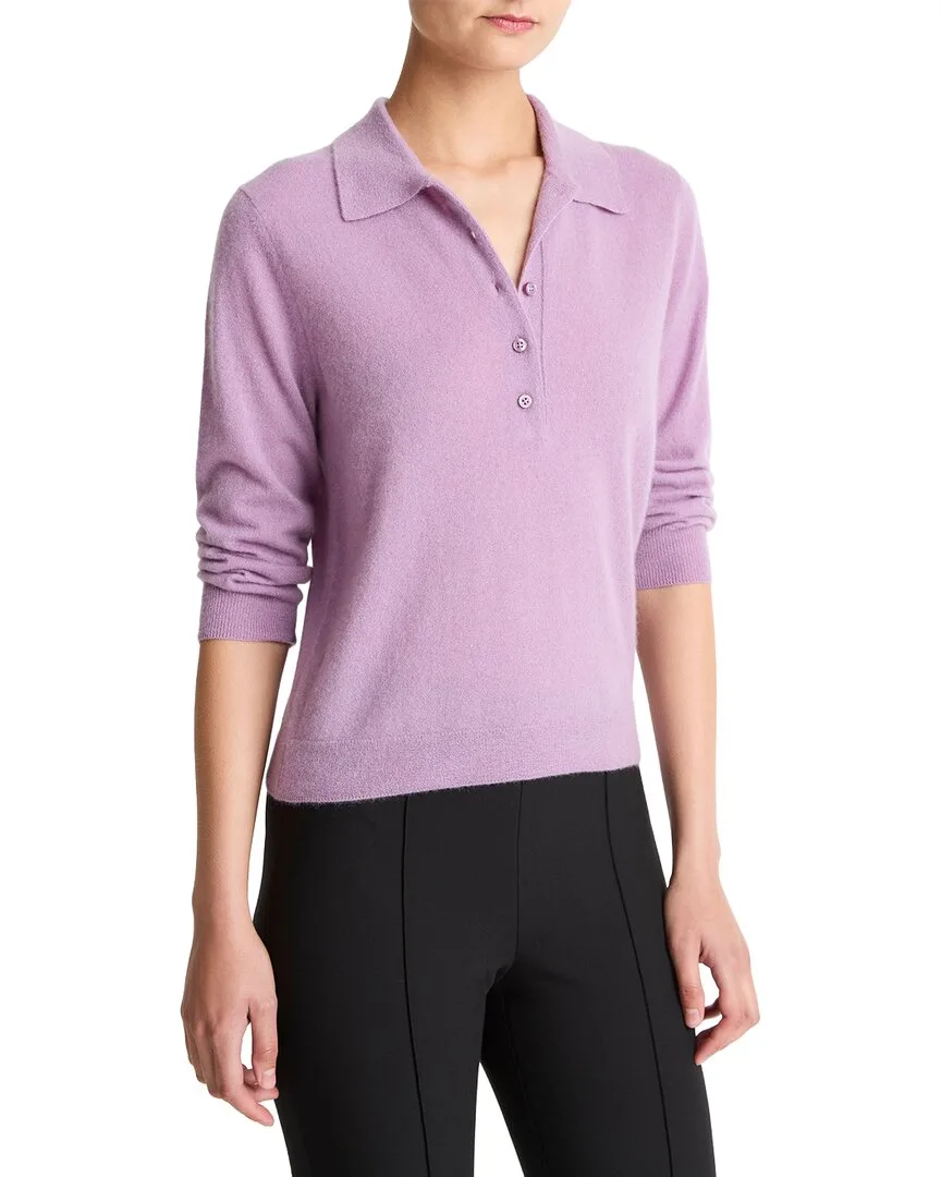 Cashmere & Silk-Blend Polo Sweater by Vince