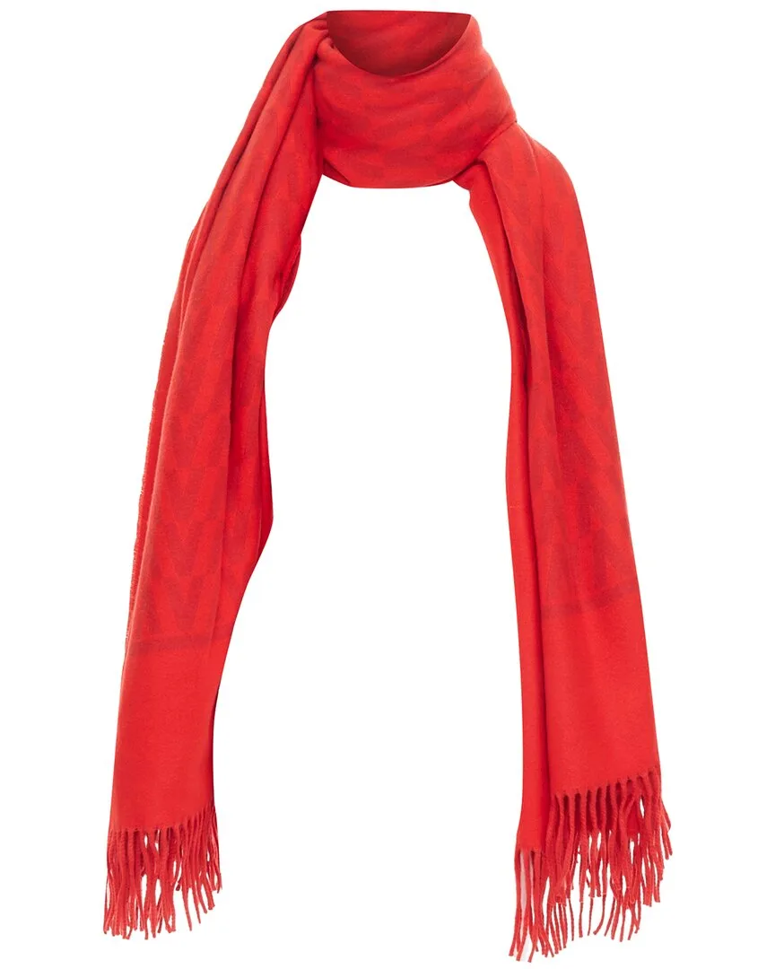 Vlogo Fringed Cashmere Blanket Scarf (authentic Pre-Loved) by Valentino