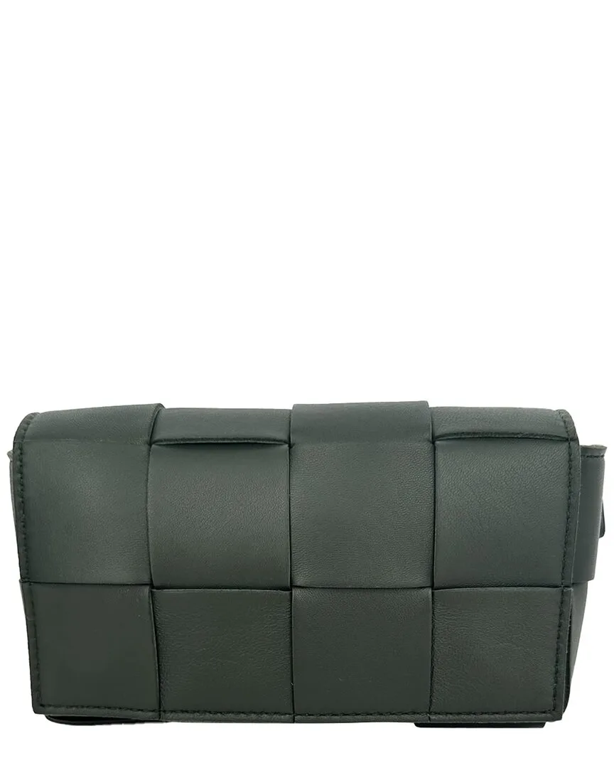 Green Intrecciato Leather Cassette Bag (authentic Pre-Loved) by Bottega Veneta