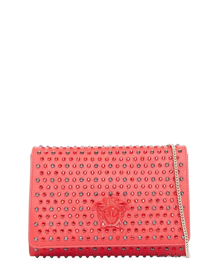 Red Leather Crystal Palazzo Medusa Embellished Crossbody (authentic Pre-Loved) by Versace