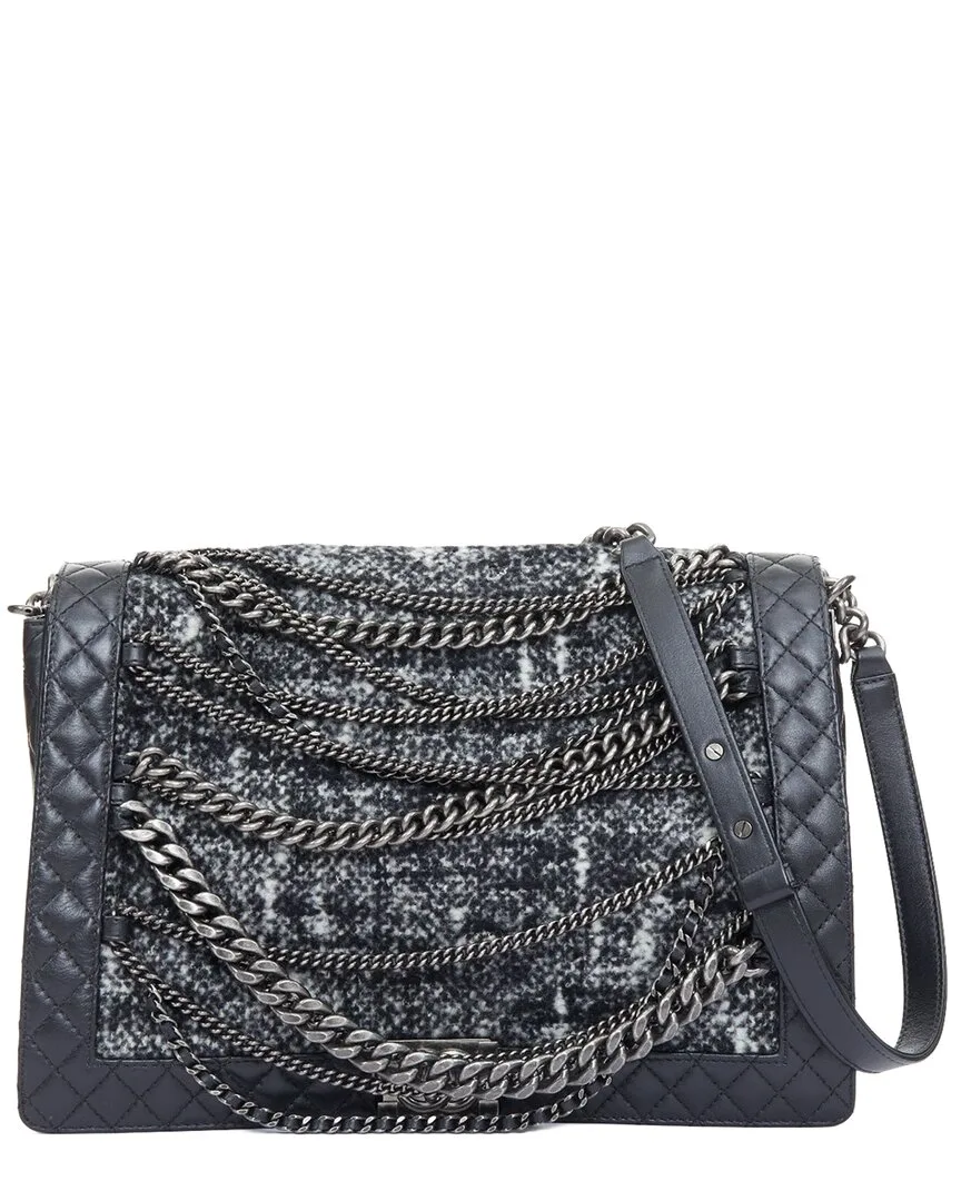 Black Tweed 2013 Boy Medium Runway Enchained Bag (authentic Pre-Loved) by CHANEL