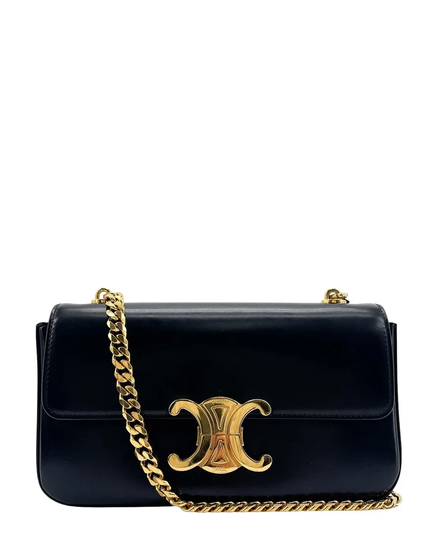 Black Shiny Calfskin Chain Triomphe Bag (authentic Pre-Loved) by Celine